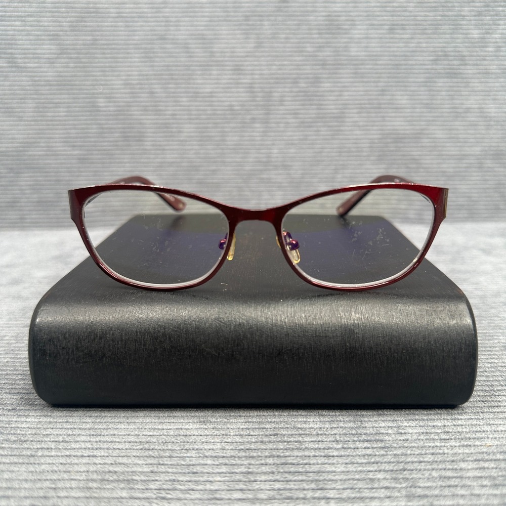 Bulova Alameda Eyeglasses Marsala Red Cat Eye Rhinestone Frames 51-16-135 Y2k